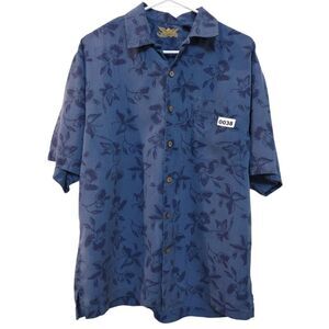 Eagle Dry Goods Button Up Shirt Men M‎ Blue Floral 100% Silk Casual Hawaiian